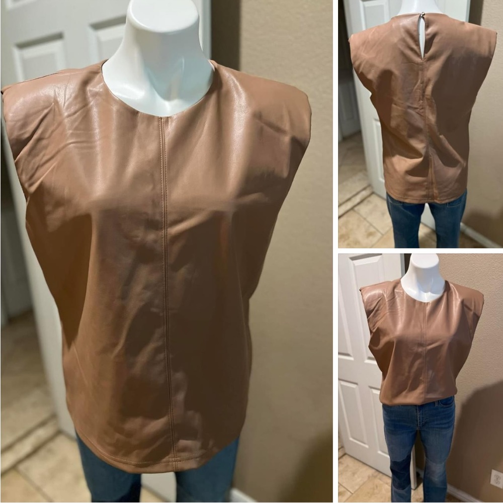 Faux leather top